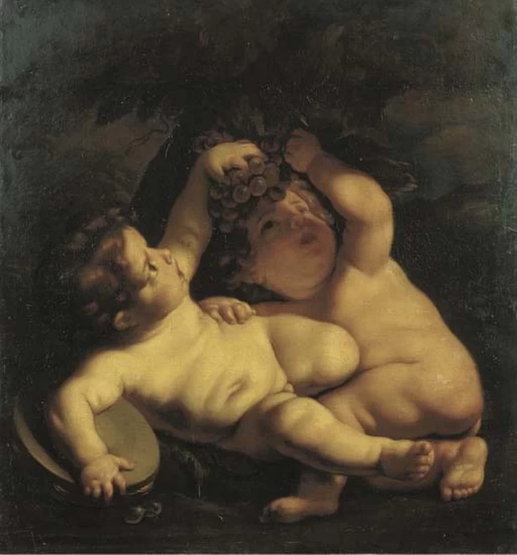 Giochi di putti con uve e tamburello - attribuito